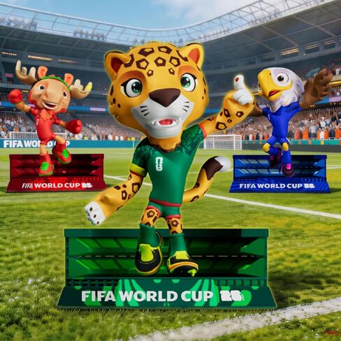 مجموعة تماثيل تميمة مرخصة رسميًا لكأس العالم FIFA 2026 مقاس 4 بوصات (زايو، خشب القيقب والقابض)، شخصيات كرة قدم قابلة للتجميع، فكرة هدية - مشجعي الرياضة - نموذج لهواة الجمع in Kuwait