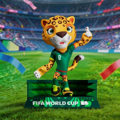 مجموعة تماثيل تميمة مرخصة رسميًا لكأس العالم FIFA 2026 مقاس 4 بوصات (زايو، خشب القيقب والقابض)، شخصيات كرة قدم قابلة للتجميع، فكرة هدية - مشجعي الرياضة - نموذج لهواة الجمع in Kuwait