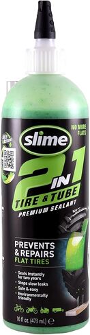 Slime 10193 Tire and Tube Sealant Puncture Repair Sealant, 2-in-1, 16oz Bottle & 10003 Bike Tube Puncture Repair Sealant, Prevent and Repair, Suitable for All Bicycles, Non-Toxic, 8oz Bottle in Kuwait
