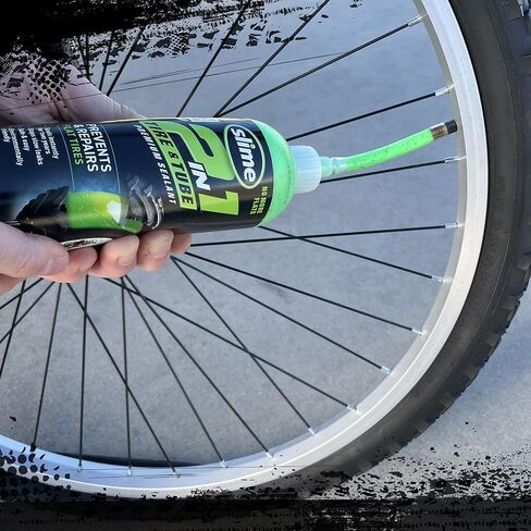 Slime 10193 Tire and Tube Sealant Puncture Repair Sealant, 2-in-1, 16oz Bottle & 10003 Bike Tube Puncture Repair Sealant, Prevent and Repair, Suitable for All Bicycles, Non-Toxic, 8oz Bottle in Kuwait