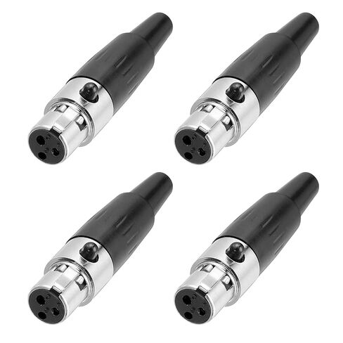 MECCANIXITY 4PCS 4-Pin Female Mini XLR Connector TA4F Jack Adapter Plug Replacement Cable Ends for Microphone Audio Amplifier Mixer Recording Pen Sound Card Speaker Stage Lamp, Black in Kuwait