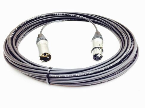 Custom Cable Connection 25 Foot Plenum XLR Male to Female Plenum Balanced Pro Audio Cable, Black in Kuwait