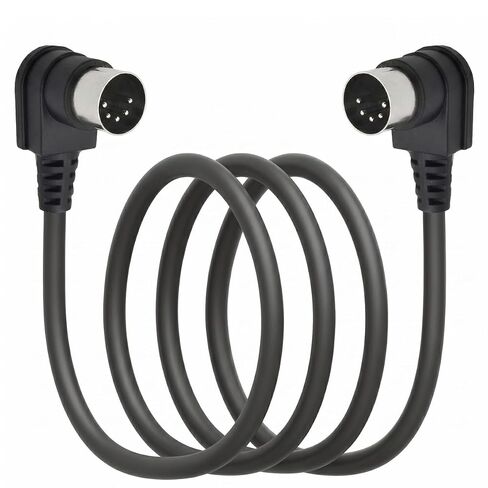 كابل MIDI مزدوج 90 درجة 5 سنون ذكر إلى ذكر MIDI (1 متر) | سلك محول الصوت ذو 5 سنون ذو الزاوية اليمنى للمركب، وخلاط الموسيقى، وجهاز MIDI، ولوحة مفاتيح MIDI، ومعدات الاستوديو in Kuwait