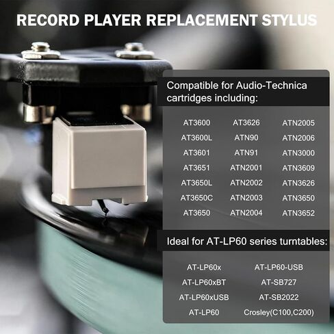 Diamond Record Player Needles,Replacement for Audio-Technica AT-LP60X/AT-LP60XBT/AT-LP60XBT-USB/AT-SB727/AT-SB2022 Vinyl Turntable Player in Kuwait