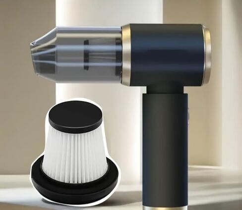 2Pcs Plastic Car Vacuum Cleaner Washable Non-Woven Filter Replacement Kit Compatible with YG-516 YG-518 YG-519 CZ-791 CM-801 Handheld Vacuums Reusable Filters, Black + White in Kuwait