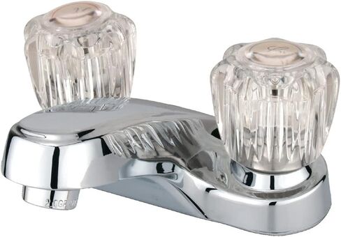 Kingston Brass GKB161 Americana Twin Acrylic Handle 4-inch Centerset Lavatory Faucet with Pop-up, Chrome in Kuwait