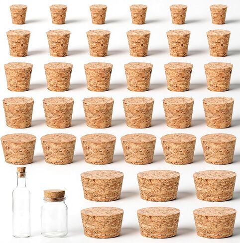 36 PCS Natural Cork Stoppers for Glass Bottles, Small Cork Plugs with 6 Sizes, Soft Wood Tapered Corks for Crafts Salt Pepper Wine Bottles Laboratory DIY Projects, Airtight Sealing in Kuwait