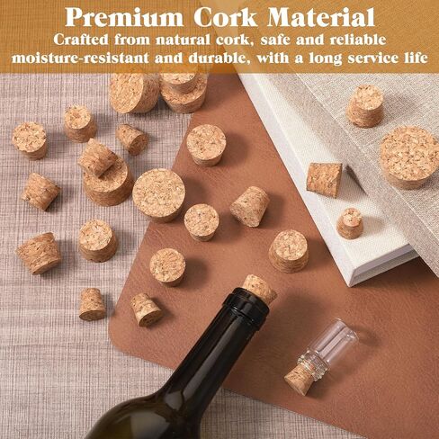 36 PCS Natural Cork Stoppers for Glass Bottles, Small Cork Plugs with 6 Sizes, Soft Wood Tapered Corks for Crafts Salt Pepper Wine Bottles Laboratory DIY Projects, Airtight Sealing in Kuwait