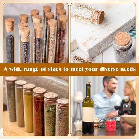 36 PCS Natural Cork Stoppers for Glass Bottles, Small Cork Plugs with 6 Sizes, Soft Wood Tapered Corks for Crafts Salt Pepper Wine Bottles Laboratory DIY Projects, Airtight Sealing in Kuwait