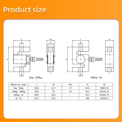 S Type Load Cell Sensor 5KG-100KG HX711 AD Module Weight Electronic Scale 200KG 300KG 500KG 1T 2T 3T 1Pcs(Range 0-1T) in Kuwait