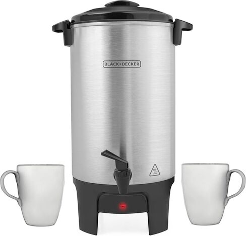 BLACK+DECKER 40 Cup Coffee Urn, Fast Brewing, Aluminum, Keep Warm Function, Heat Resistant Handles, Indicator Light in Kuwait