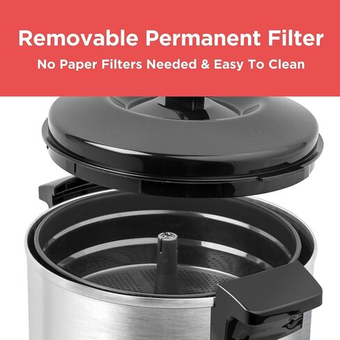 BLACK+DECKER 40 Cup Coffee Urn, Fast Brewing, Aluminum, Keep Warm Function, Heat Resistant Handles, Indicator Light in Kuwait