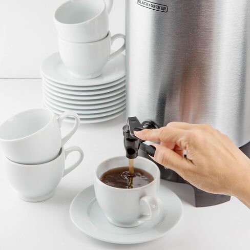 BLACK+DECKER 40 Cup Coffee Urn, Fast Brewing, Aluminum, Keep Warm Function, Heat Resistant Handles, Indicator Light in Kuwait