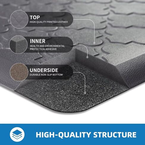 Kitchen Mats for Floor 2 Piece - Anti Fatigue Mats for Kitchen Floor - Non Slip Cushioned Rugs for Standing, Office, Sink, Laundry, Grey in Kuwait