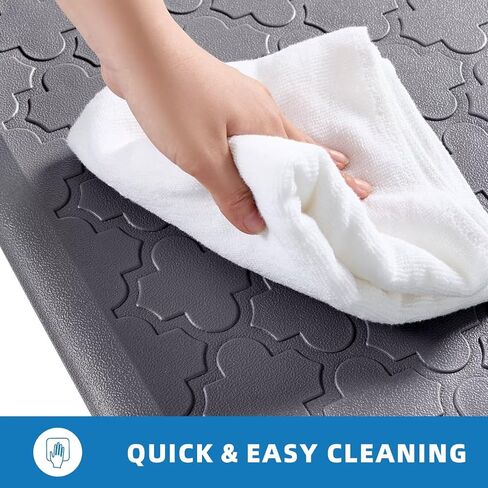 Kitchen Mats for Floor 2 Piece - Anti Fatigue Mats for Kitchen Floor - Non Slip Cushioned Rugs for Standing, Office, Sink, Laundry, Grey in Kuwait