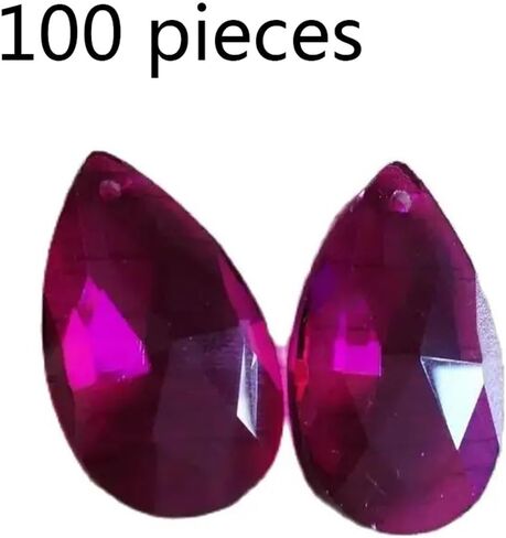 Hanging Crystals Prisms 100 Pieces 38mm Fuchsia Crystal Chandelier Parts Lamp Prism Hanging Drops Home Decoration Hangings Crystals for Decoration in Kuwait