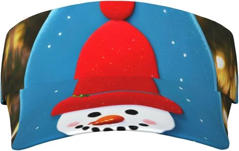Christmas Carton Snowman Print Sports Sun Visor Hats Adjustable Running Golf Tennis Sun Cap for Women Men Black in Saudi Arabia