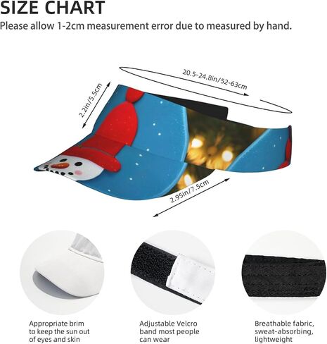 Christmas Carton Snowman Print Sports Sun Visor Hats Adjustable Running Golf Tennis Sun Cap for Women Men Black in Saudi Arabia