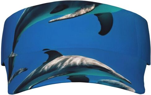 Funny Animal Dolphin Print Sports Sun Visor Hats Adjustable Running Golf Tennis Sun Cap for Women Men Black in Saudi Arabia