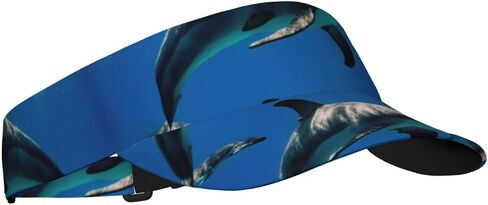 Funny Animal Dolphin Print Sports Sun Visor Hats Adjustable Running Golf Tennis Sun Cap for Women Men Black in Saudi Arabia