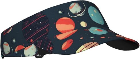 Outer Space Planet Print Sports Sun Visor Hats Adjustable Running Golf Tennis Sun Cap for Women Men Black in Saudi Arabia