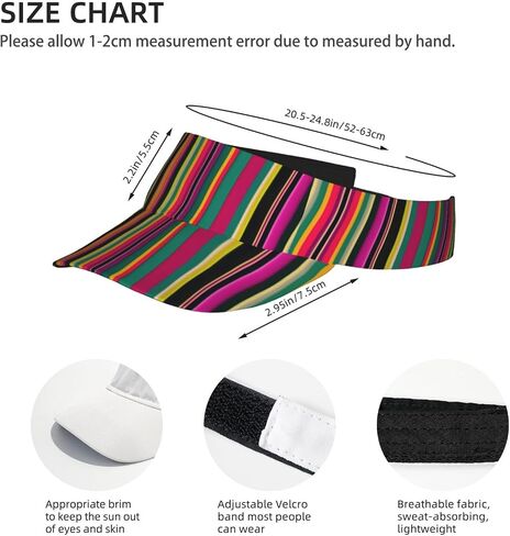 Rainbow Colored Striped Print Sports Sun Visor Hats Adjustable Running Golf Tennis Sun Cap for Women Men in Saudi Arabia