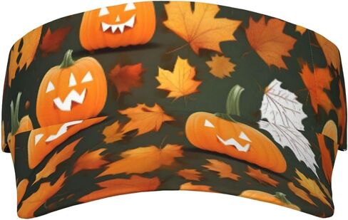 Happy Thanksgiving Day Pumpkin Print Sports Sun Visor Hats Adjustable Running Golf Tennis Sun Cap for Women Men Black in Saudi Arabia