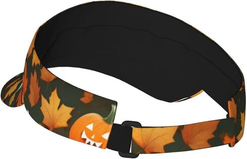 Happy Thanksgiving Day Pumpkin Print Sports Sun Visor Hats Adjustable Running Golf Tennis Sun Cap for Women Men Black in Saudi Arabia