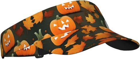 Happy Thanksgiving Day Pumpkin Print Sports Sun Visor Hats Adjustable Running Golf Tennis Sun Cap for Women Men Black in Saudi Arabia