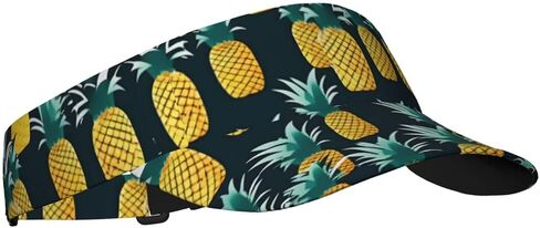 Pineapple Print Sports Sun Visor Hats Adjustable Running Golf Tennis Sun Cap for Women Men Black in Saudi Arabia