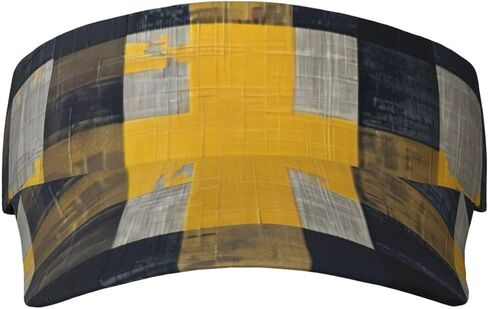 Yellow Gray Black Plaid Print Sports Sun Visor Hats Adjustable Running Golf Tennis Sun Cap for Women Men in Saudi Arabia