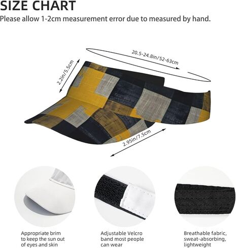 Yellow Gray Black Plaid Print Sports Sun Visor Hats Adjustable Running Golf Tennis Sun Cap for Women Men in Saudi Arabia