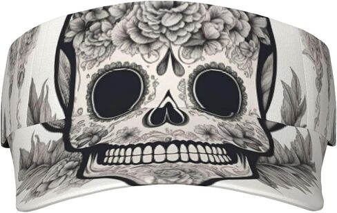 Mexican Skull Print Sports Sun Visor Hats Adjustable Running Golf Tennis Sun Cap for Women Men Black in Saudi Arabia