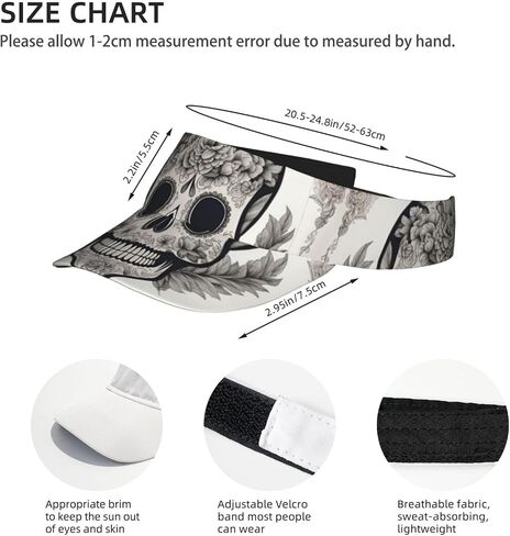 Mexican Skull Print Sports Sun Visor Hats Adjustable Running Golf Tennis Sun Cap for Women Men Black in Saudi Arabia