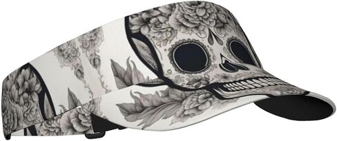 Mexican Skull Print Sports Sun Visor Hats Adjustable Running Golf Tennis Sun Cap for Women Men Black in Saudi Arabia