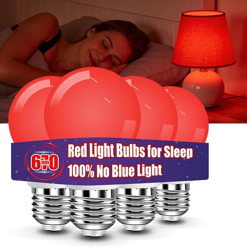 BoRccdit 7W 670nm Red Light Bulbs for Sleep, 100% Blue Light Blocking Bulb, Red Light Night Light for Melatonin Promoting, A15 60W Equivalent Dim Light Bulbs for Bedroom, Baby Nursery, Reading, 2 Pack in Kuwait