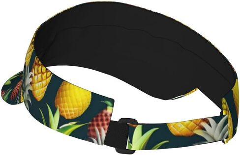 Tropical Fruits Pineapple Print Sports Sun Visor Hats Adjustable Running Golf Tennis Sun Cap for Women Men Black in Saudi Arabia