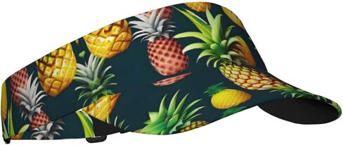 Tropical Fruits Pineapple Print Sports Sun Visor Hats Adjustable Running Golf Tennis Sun Cap for Women Men Black in Saudi Arabia