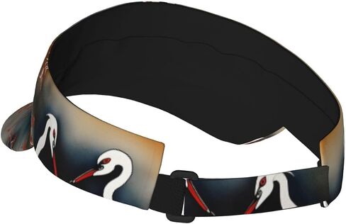 Two Japanese Cranes Flying Traditional Painting Print Sports Sun Visor Hats Adjustable Running Golf Tennis Sun Cap for Women Men Black in Saudi Arabia