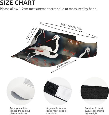 Two Japanese Cranes Flying Traditional Painting Print Sports Sun Visor Hats Adjustable Running Golf Tennis Sun Cap for Women Men Black in Saudi Arabia