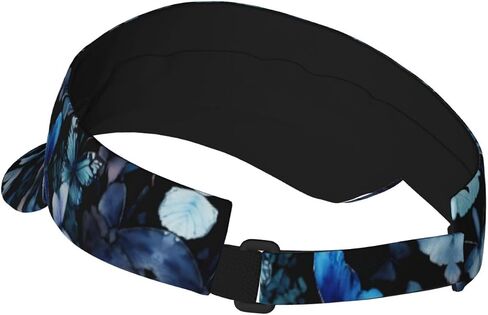 Blue Butterflies White Flowers Print Sports Sun Visor Hats Adjustable Running Golf Tennis Sun Cap for Women Men in Saudi Arabia