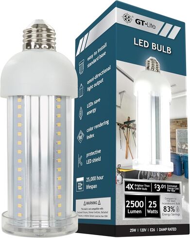 GT-Lite LED Corn Cob Bulb, 100W (500W Equivalent), 10,000 Lumen, Daylight 5000K, E26 Base Energy Saving LED Light for Indoors Garage Workshop Warehouse in Kuwait