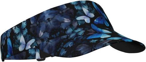 Blue Butterflies White Flowers Print Sports Sun Visor Hats Adjustable Running Golf Tennis Sun Cap for Women Men in Saudi Arabia