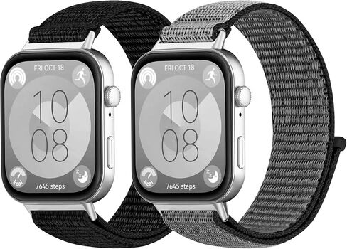 أحزمة ساعة من النايلون متوافقة مع ساعة Huawei Watch Fit 4/Fit 4 Pro/Fit 3، 2 حزمة من حزام المعصم الرياضي الناعم القابل للتعديل لساعة Huawei Watch Fit 4/4 Pro /3 Women Men in Kuwait