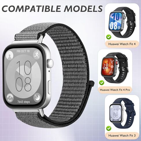أحزمة ساعة من النايلون متوافقة مع ساعة Huawei Watch Fit 4/Fit 4 Pro/Fit 3، 2 حزمة من حزام المعصم الرياضي الناعم القابل للتعديل لساعة Huawei Watch Fit 4/4 Pro /3 Women Men in Kuwait