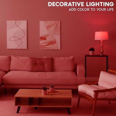 LUXRITE E12 LED Filament Red Light Bulbs, 4.5W (40W Equivalent), Colored Glass Candelabra Bulb, UL Listed, E12 Base, Indoor Outdoor, Porch, Decoration, Party, Holiday, Event, Home Lighting (2 Pack) in Kuwait