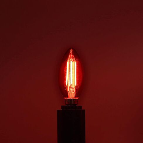 LUXRITE E12 LED Filament Red Light Bulbs, 4.5W (40W Equivalent), Colored Glass Candelabra Bulb, UL Listed, E12 Base, Indoor Outdoor, Porch, Decoration, Party, Holiday, Event, Home Lighting (2 Pack) in Kuwait