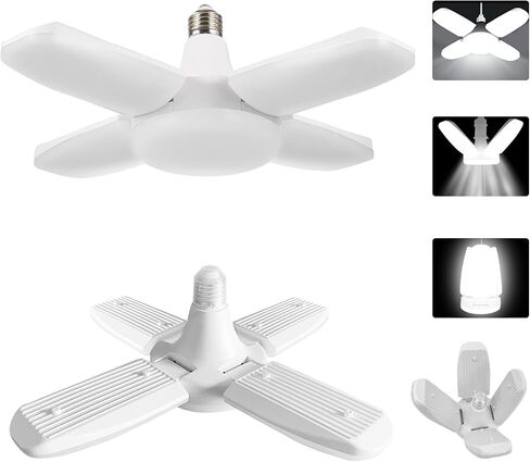 YWD أضواء المرآب LED 2 حزمة، 60W إضاءة السقف LED القابلة للتشوه 6000LM E26/E27 ضوء النهار 6500K ضوء فائق السطوع قابل للتعديل لمنضدة العمل، الحظيرة، المستودع in Kuwait