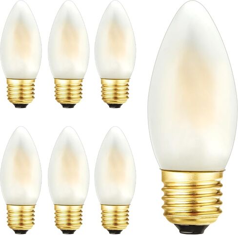 E26 Dimmable Candelabra LED Bulb 20watt, Frosted LED Chandelier Light Bulbs, 2700k Warm White, 2W Equal 20W,250LM,AC120V,B11 LED Chandelier Candle Light Bulbs for Decorative,6 Pack in Kuwait