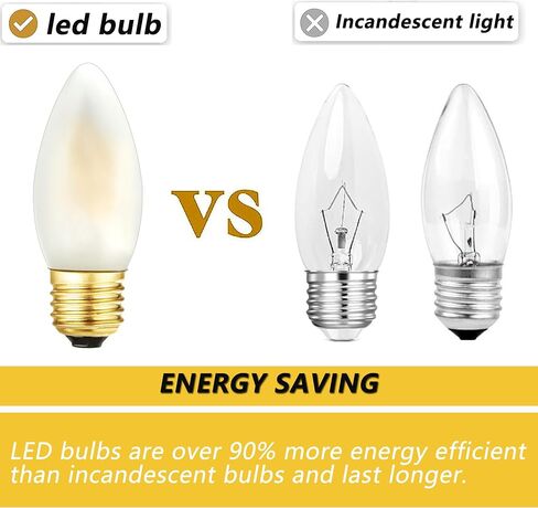 E26 Dimmable Candelabra LED Bulb 20watt, Frosted LED Chandelier Light Bulbs, 2700k Warm White, 2W Equal 20W,250LM,AC120V,B11 LED Chandelier Candle Light Bulbs for Decorative,6 Pack in Kuwait